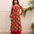 Kabool carmine printed kurta pant set