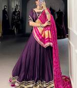Purple Georgette Gota Patti Work Lehenga Choli With Dupatta