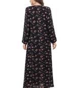 Floral printed a-line jalabiya with threadwork