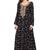 Floral printed a-line jalabiya with threadwork