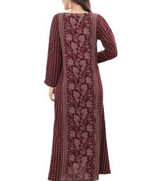 Floral printed a-line jalabiya with threadwork