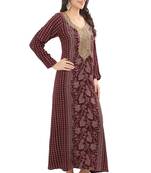 Floral printed a-line jalabiya with threadwork