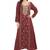Floral printed a-line jalabiya with threadwork