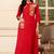 Red Embroidered Cotton Kurta and Pant Set