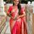 Pink soft silk blend saree with zari weaving meenakari design