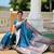Teal blue soft silk blend saree with zari weaving meenakari design
