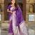 Purple soft silk blend saree with zari weaving meenakari design