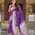 Purple soft silk blend saree with zari weaving meenakari design