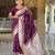 Wine soft silk blend saree with zari weaving meenakari design
