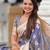 Grey soft silk blend saree with zari weaving meenakari design
