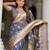 Grey soft silk blend saree with zari weaving meenakari design