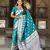 Sea green soft silk blend saree with zari weaving meenakari design