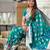 Sea green soft silk blend saree with zari weaving meenakari design