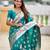 Sea green soft silk blend saree with zari weaving meenakari design