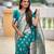 Sea green soft silk blend saree with zari weaving meenakari design