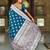 Teal blue soft silk blend saree with zari weaving meenakari design