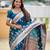 Teal blue soft silk blend saree with zari weaving meenakari design