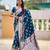 Teal blue soft silk blend saree with zari weaving meenakari design