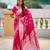 Pink soft silk blend saree with zari weaving meenakari design