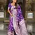 Purple soft silk blend saree with zari weaving meenakari design