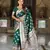 Green soft silk blend saree with zari weaving meenakari design