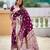 Wine soft silk blend saree with zari weaving meenakari design