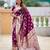 Wine soft silk blend saree with zari weaving meenakari design