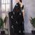 Black shimmer chiffon embroidered saree with blouse piece