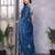Blue shimmer chiffon embroidered saree with blouse piece
