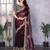 Burgundy shimmer chiffon embroidered saree with blouse piece