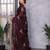 Burgundy shimmer chiffon embroidered saree with blouse piece