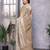 Cream shimmer chiffon embroidered saree with blouse piece