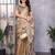 Cream shimmer chiffon embroidered saree with blouse piece