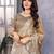 Cream shimmer chiffon embroidered saree with blouse piece