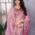 Light pink shimmer chiffon embroidered saree with blouse piece
