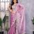 Mauve shimmer chiffon embroidered saree with blouse piece