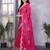 Pink shimmer chiffon embroidered saree with blouse piece