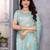 Sky blue shimmer chiffon embroidered saree with blouse piece