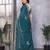 Teal shimmer chiffon embroidered saree with blouse piece