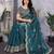 Teal shimmer chiffon embroidered saree with blouse piece