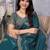 Teal shimmer chiffon embroidered saree with blouse piece