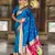 Teal blue silk blend saree with paithani rich weaved pallu and blouse
