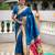 Teal blue silk blend saree with paithani rich weaved pallu and blouse