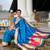 Teal blue silk blend saree with paithani rich weaved pallu and blouse