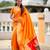 Orange silk blend saree with paithani rich weaved pallu and blouse