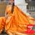 Orange silk blend saree with paithani rich weaved pallu and blouse