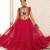 Pink faux georgette badhni print with kutchi patche work navratri gown