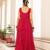 Pink faux georgette badhni print with kutchi patche work navratri gown