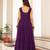 Purple faux georgette badhni print with kutchi patche work navratri gown
