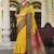 Mustard lucknowi viscose georgette saree with foil print